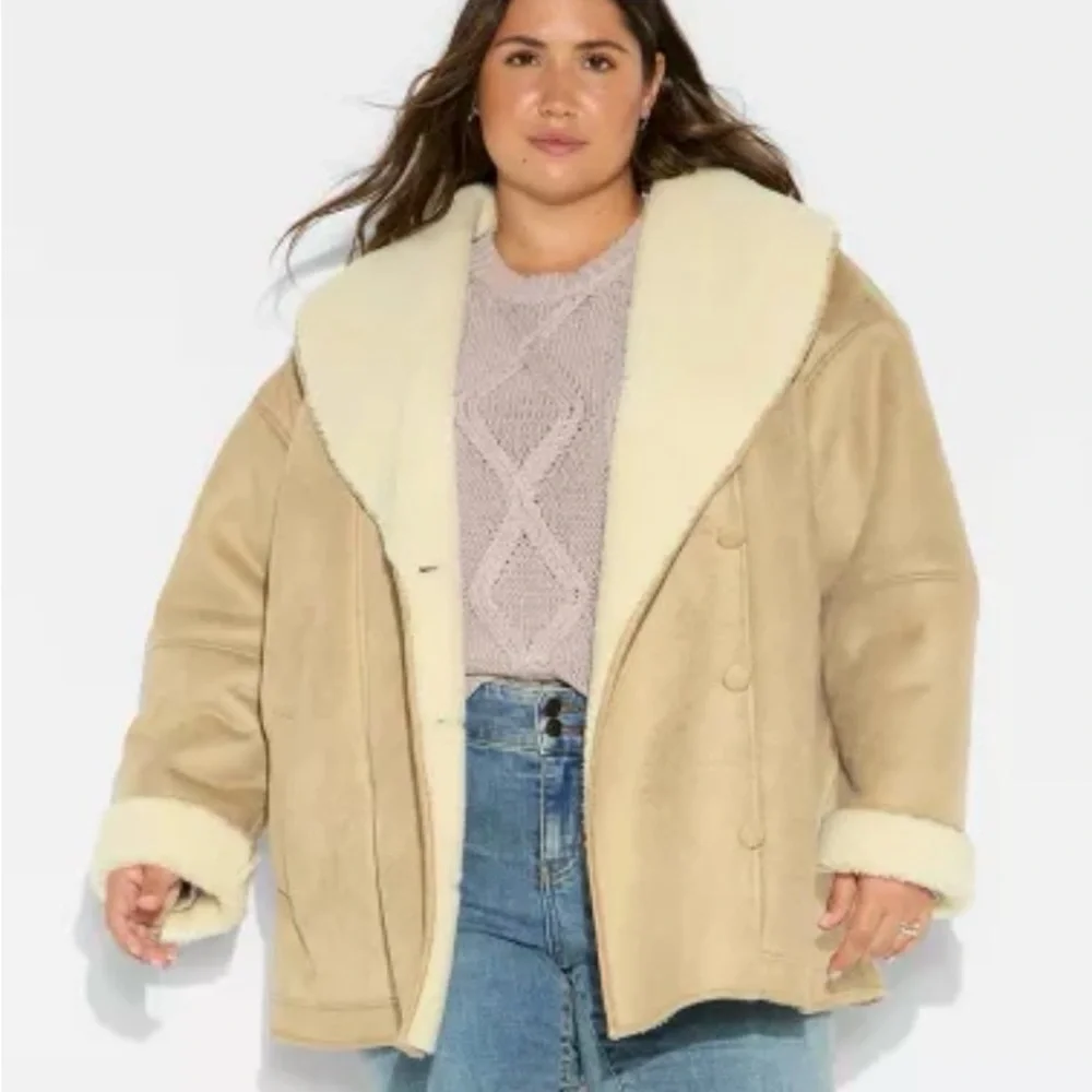 ⭐️ NWT Wild Fable Women's Shawl Collar Shearling Coat - Picture 2 of 7